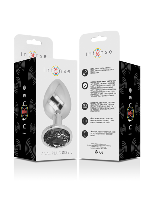 INTENSE PLUG ANAL METAL ALUMINIO CON CRISTAL NEGRO TALLA L