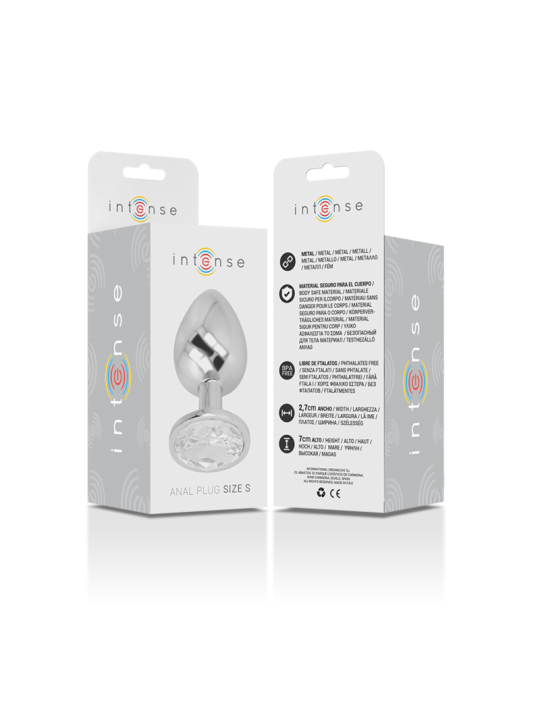 INTENSE PLUG ANAL METAL ALUMINIO CON CRISTAL PLATA TALLA S