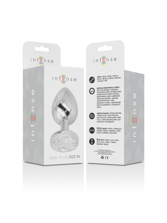 INTENSE PLUG ANAL METAL ALUMINIO CON CRISTAL PLATA TALLA M