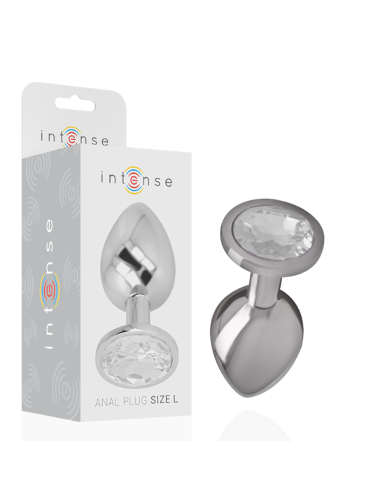 INTENSE PLUG ANAL METAL ALUMINIO CON CRISTAL PLATA TALLA L