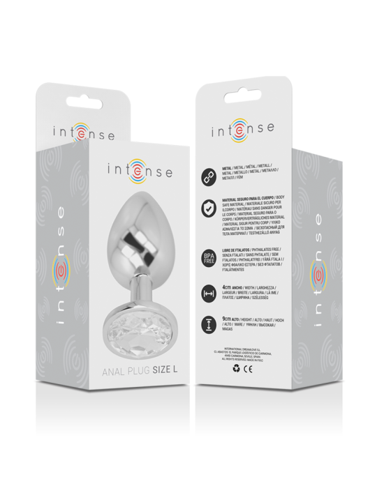 INTENSE PLUG ANAL METAL ALUMINIO CON CRISTAL PLATA TALLA L