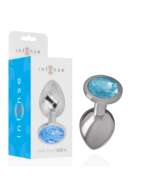 INTENSE PLUG ANAL METAL ALUMINIO CON CRISTAL AZUL TALLA S