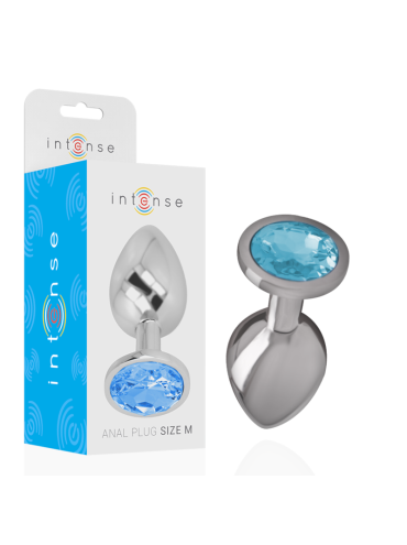 INTENSE PLUG ANAL METAL ALUMINIO CON CRISTAL AZUL TALLA M