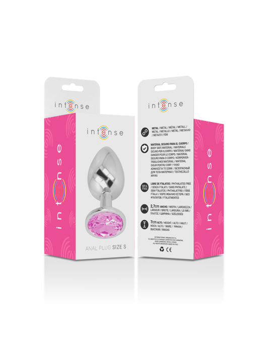 INTENSE PLUG ANAL METAL ALUMINIO CON CRISTAL ROSA TALLA S