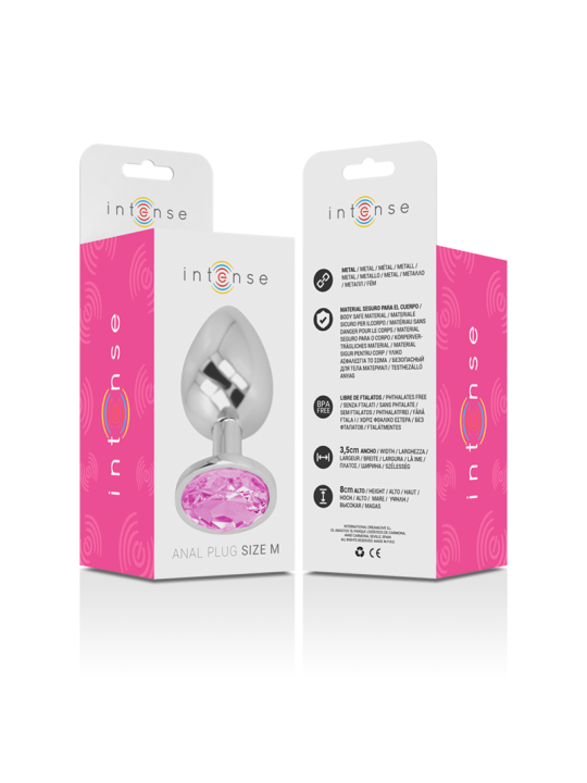 INTENSE PLUG ANAL METAL ALUMINIO CON CRISTAL ROSA TALLA M