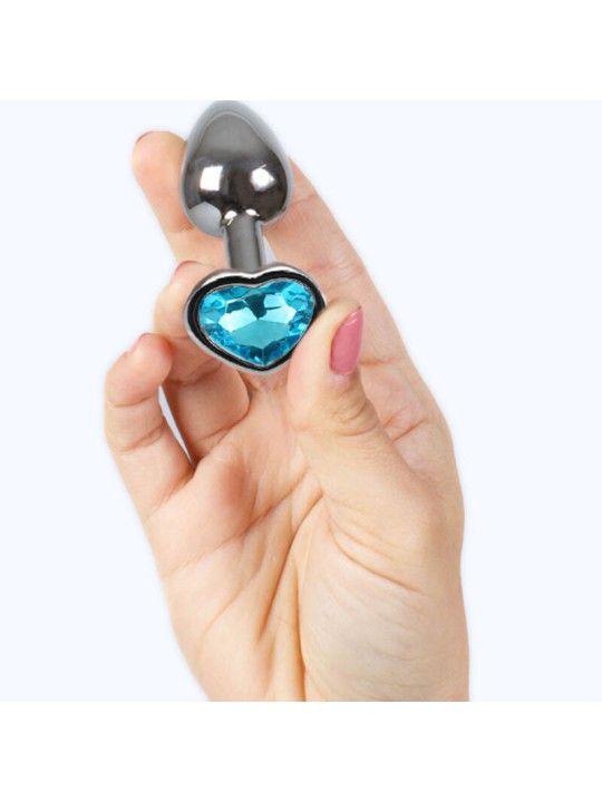 SECRETPLAY METAL BUTT PLUG CORAZON AZUL TALLA S 7 CM