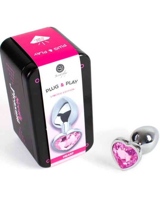 SECRETPLAY METAL BUTT PLUG CORAZON FUCSIA TALLA S 7 CM