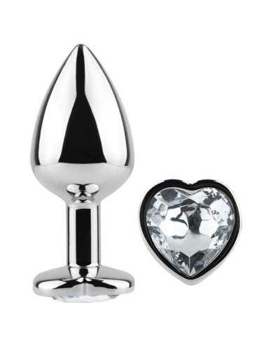 SECRETPLAY METAL BUTT PLUG CORAZON TRANSPARENTE TALLA S 7 CM
