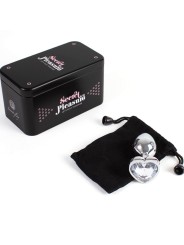 SECRETPLAY METAL BUTT PLUG CORAZON TRANSPARENTE TALLA S 7 CM