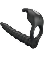 PRETTY LOVE BLACKNEY ANILLO PENE CON PLUG VIBRADOR NEGRO