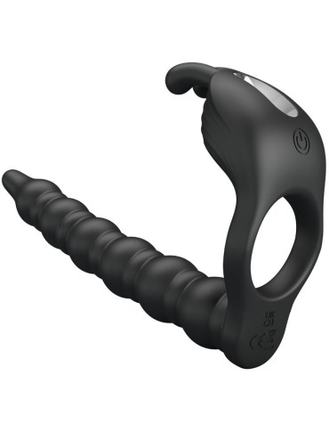 PRETTY LOVE BLACKNEY ANILLO PENE CON PLUG VIBRADOR NEGRO