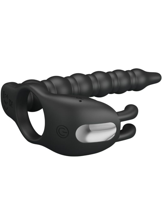 PRETTY LOVE BLACKNEY ANILLO PENE CON PLUG VIBRADOR NEGRO