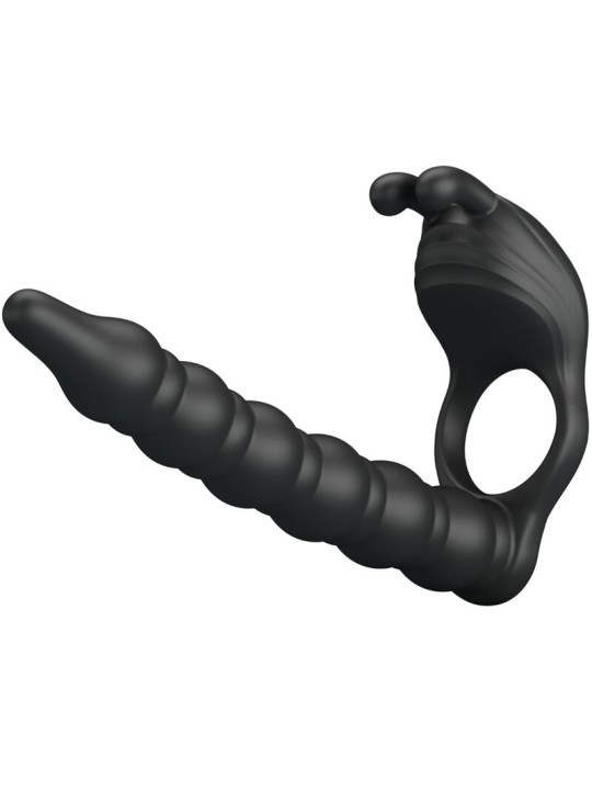 PRETTY LOVE BLACKNEY ANILLO PENE CON PLUG VIBRADOR NEGRO