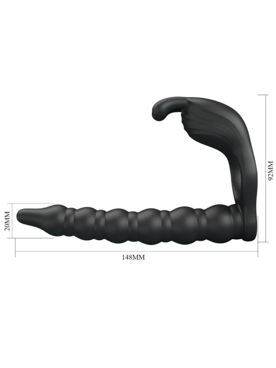 PRETTY LOVE BLACKNEY ANILLO PENE CON PLUG VIBRADOR NEGRO