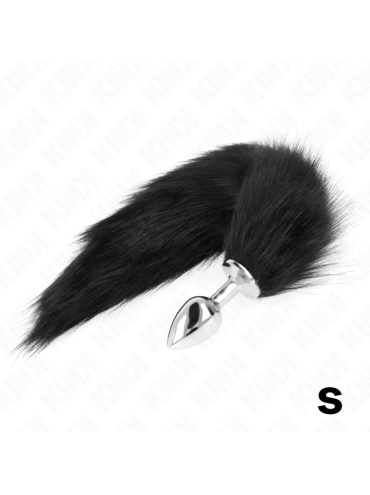 KINK PLUG ANAL TALLA S 7 X 3 CM CON COLA SINTETICA 40 CM NEGRO