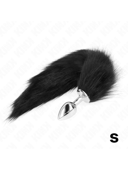 KINK PLUG ANAL TALLA S 7 X 3 CM CON COLA SINTETICA 40 CM NEGRO