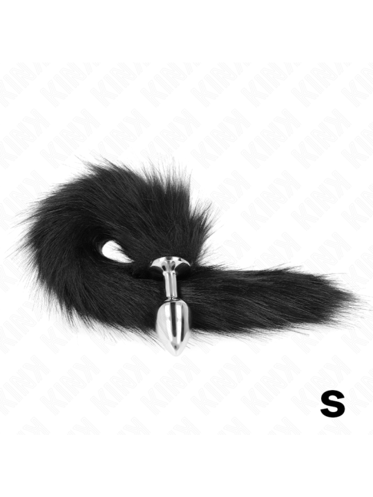 KINK PLUG ANAL TALLA S 7 X 3 CM CON COLA SINTETICA 40 CM NEGRO