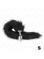 KINK PLUG ANAL TALLA S 7 X 3 CM CON COLA SINTETICA 40 CM NEGRO