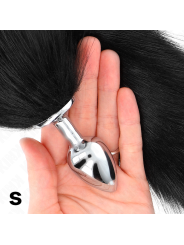 KINK PLUG ANAL TALLA S 7 X 3 CM CON COLA SINTETICA 40 CM NEGRO