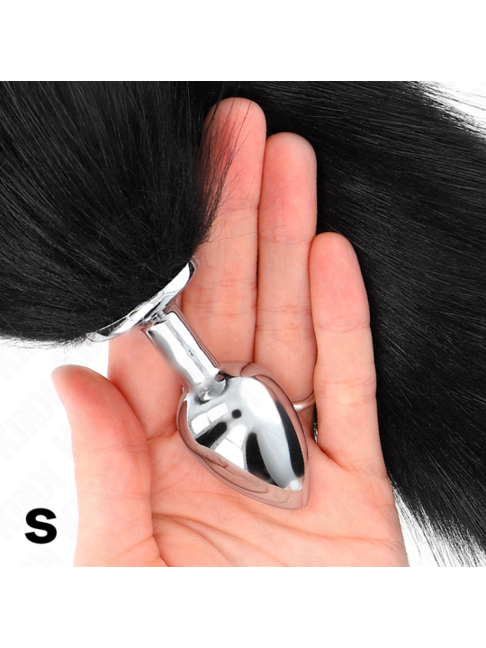 KINK PLUG ANAL TALLA S 7 X 3 CM CON COLA SINTETICA 40 CM NEGRO