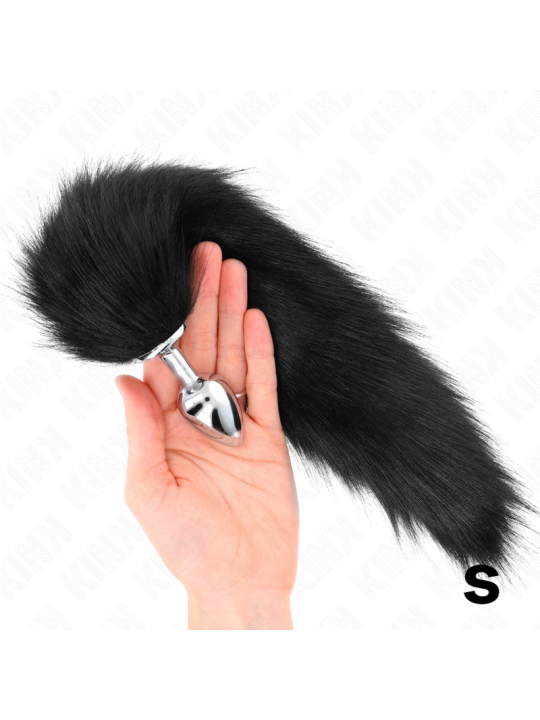 KINK PLUG ANAL TALLA S 7 X 3 CM CON COLA SINTETICA 40 CM NEGRO