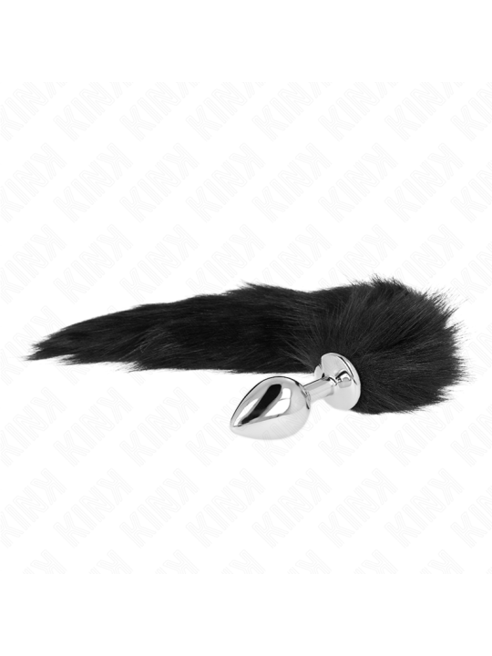 KINK PLUG ANAL TALLA M 8 X 35 CM CON COLA SINTETICA 40 CM NEGRO