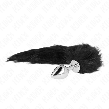KINK PLUG ANAL TALLA M 8 X 35 CM CON COLA SINTETICA 40 CM NEGRO