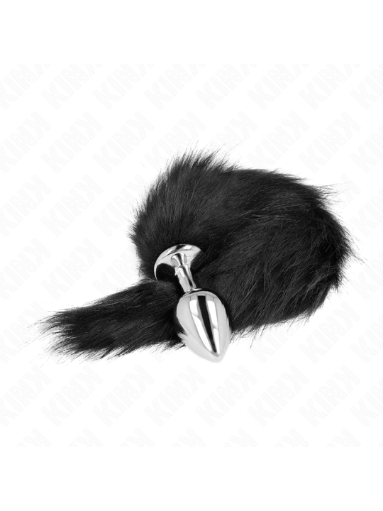 KINK PLUG ANAL TALLA M 8 X 35 CM CON COLA SINTETICA 40 CM NEGRO