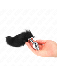 KINK PLUG ANAL TALLA M 8 X 35 CM CON COLA SINTETICA 40 CM NEGRO