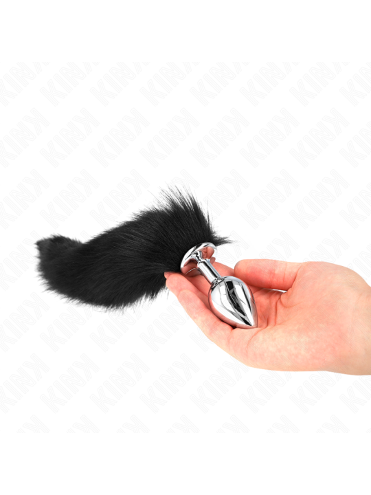 KINK PLUG ANAL TALLA M 8 X 35 CM CON COLA SINTETICA 40 CM NEGRO