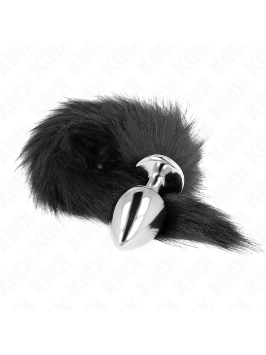 KINK PLUG ANAL TALLA L 10 X 4 CM CON COLA SINTETICA 40 CM NEGRO