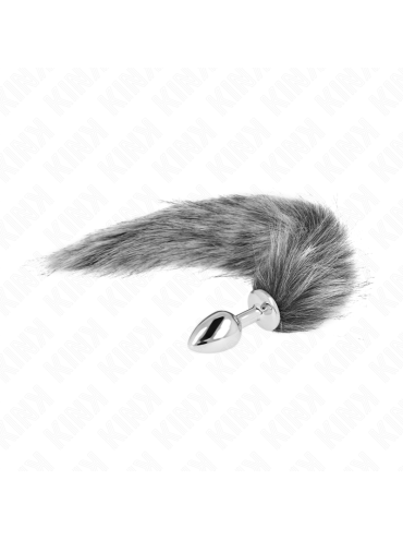 KINK PLUG ANAL TALLA S 7 X 3 CM CON COLA SINTETICA 40 CM PLATEADO