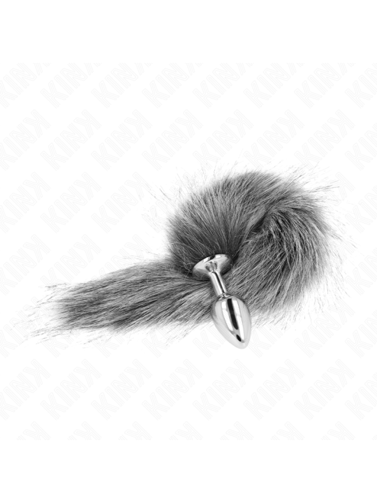 KINK PLUG ANAL TALLA S 7 X 3 CM CON COLA SINTETICA 40 CM PLATEADO