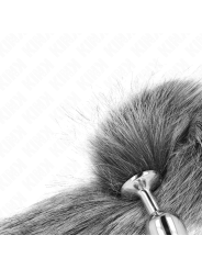 KINK PLUG ANAL TALLA S 7 X 3 CM CON COLA SINTETICA 40 CM PLATEADO