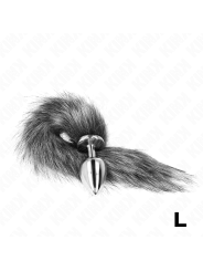 KINK PLUG ANAL TALLA L 10 X 4 CM CON COLA SINTETICA 40 CM PLATEADO