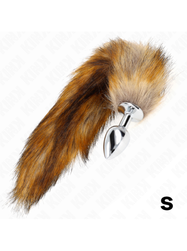 KINK PLUG ANAL TALLA S 7 X 3 CM CON COLA SINTETICA 40 CM MARRON