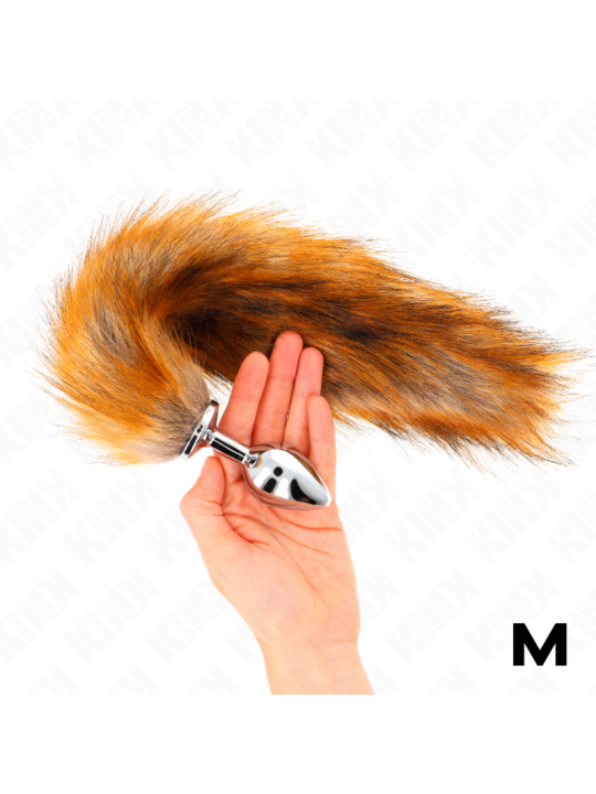 KINK PLUG ANAL TALLA M 8 X 35 CM CON COLA SINTETICA 40 CM MARRON