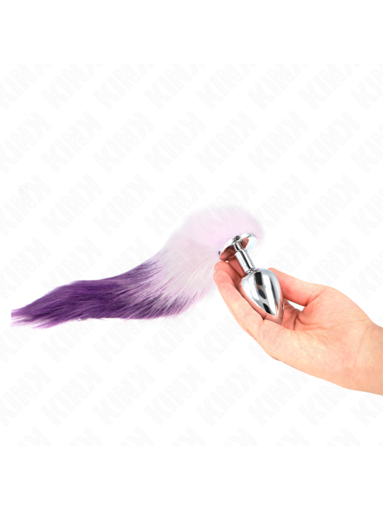 KINK PLUG ANAL TALLA L 10 X 4 CM CON COLA SINTETICA 40 CM VIOLETA