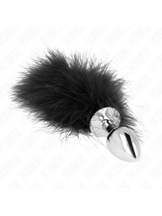 KINK PLUG ANAL 11 x 7 CM ACERO INOXIDABLE CON PLUMA 11 CM