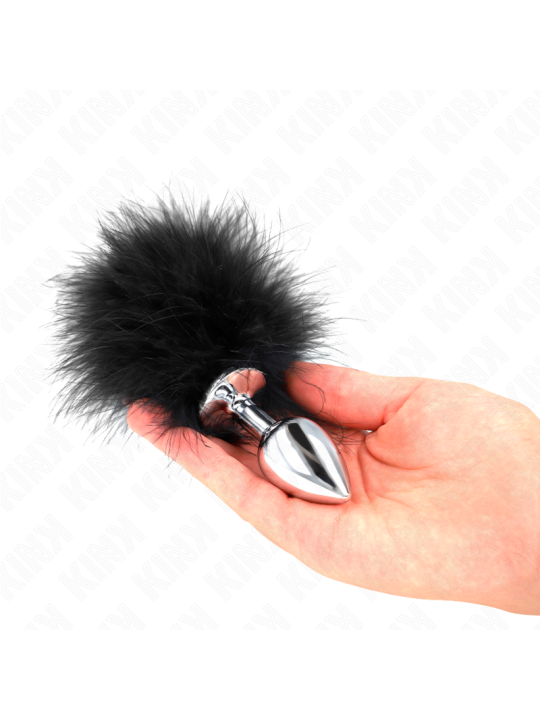 KINK PLUG ANAL 11 x 7 CM ACERO INOXIDABLE CON PLUMA 11 CM