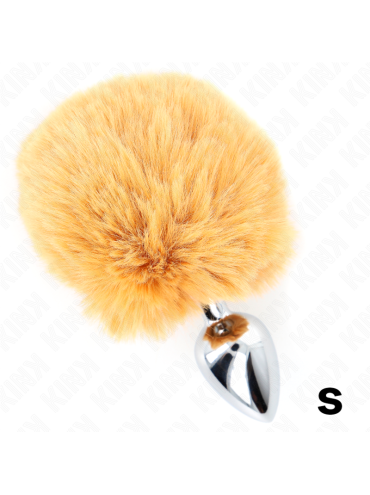 KINK PLUG 7 x 3 CM DE ACERO INOXIDABLE CON COLA DE CONEJO PIEL SINTETICA 8 CM BEIGE