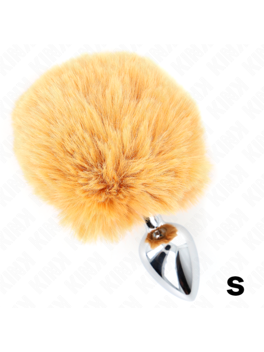 KINK PLUG 7 x 3 CM DE ACERO INOXIDABLE CON COLA DE CONEJO PIEL SINTETICA 8 CM BEIGE