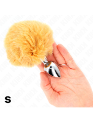 KINK PLUG 7 x 3 CM DE ACERO INOXIDABLE CON COLA DE CONEJO PIEL SINTETICA 8 CM BEIGE