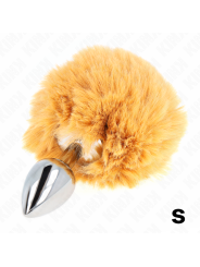 KINK PLUG 7 x 3 CM DE ACERO INOXIDABLE CON COLA DE CONEJO PIEL SINTETICA 8 CM BEIGE