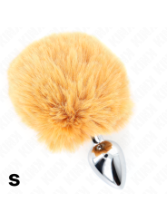 KINK PLUG 7 x 3 CM DE ACERO INOXIDABLE CON COLA DE CONEJO PIEL SINTETICA 8 CM BEIGE