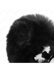 KINK PLUG 7 x 3 CM DE ACERO INOXIDABLE CON COLA DE CONEJO PIEL SINTETICA 8 CM NEGRO