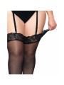 LEG AVENUE OUTLET MEDIAS DE NYLON NEGRAS CON ENCAJE SUPERIOR PLUS