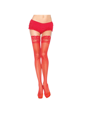 LEG AVENUE MEDIAS ROJAS CON ENCAJE AUTOADHESIVAS