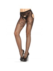 LEG AVENUE PANTIE EN RED BORDADA NEGRO ELEGANTE