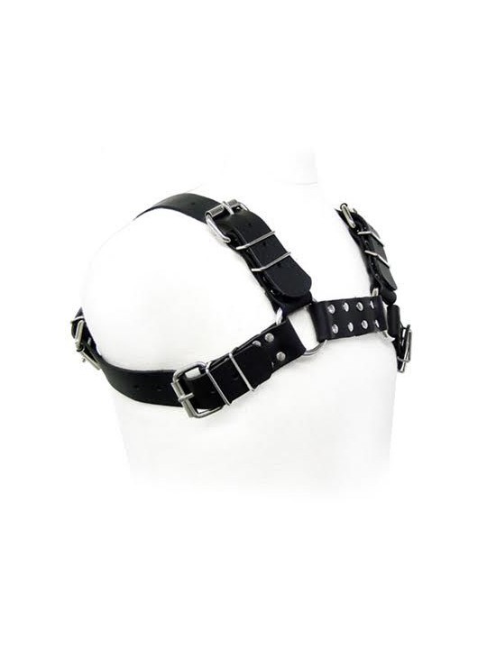 LEATHER BODY BLACK BULL DOG HARNESS